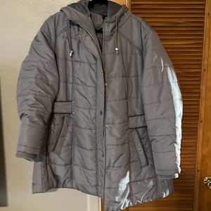 Details INTL Grey Hooded Coat 2X